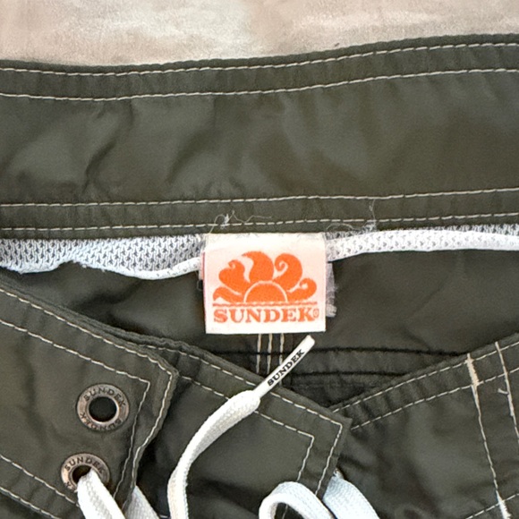 Sundek Men’s Olive Green Swim Shorts with Side Stripe - Picture 3 of 4